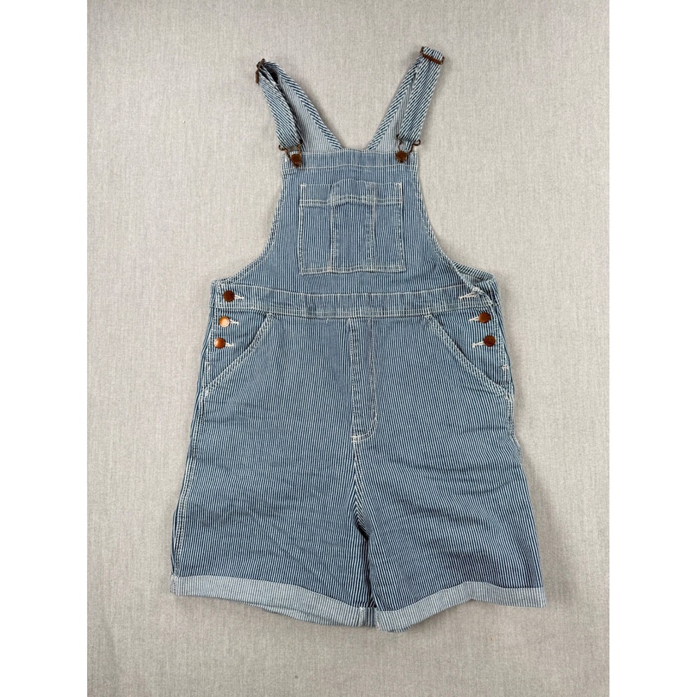 Universal Thread Hickory Stripe Denim Shortalls Blue White Railroad Stripe 6